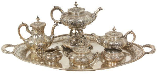7 Pc. Gorham Sterling Tea Set With Tray (1 of 10)