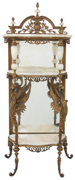 Brass & Onyx Winged Griffin Etagere (1 of 10)