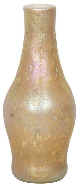 Tiffany Favrile Cypriot Vase: Tiffany Favrile Cypriot Vase. Excellent gold iridescent vase cased over white, has a bubbled "Cypriot" gold iridescent exterior. In excellent condition with no damage; signed “5-8793-N L.C. Tiffany 
