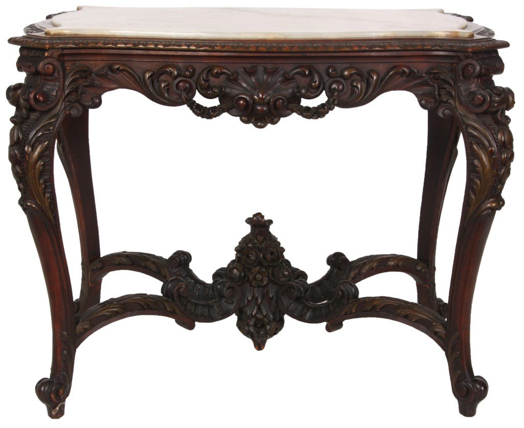 Carved Walnut Rococo Onyx Top Table (1 of 10)