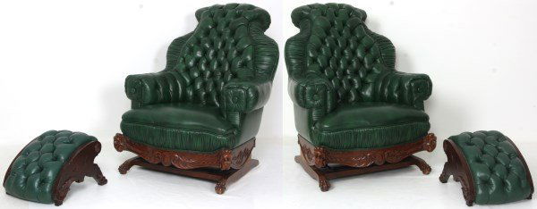 Pr. Carved Mahogany Platform Rockers (1 of 10)