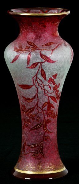 Saint Louis Art Glass Cranberry Cameo Vase (1 of 6)