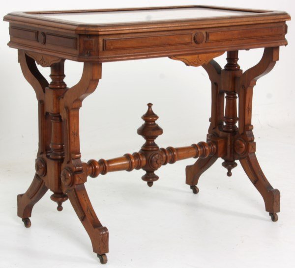 Walnut Marble Top Library Table (1 of 10)