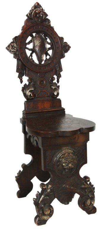 Pierced Carved Walnut Hall Chair (1 of 9)