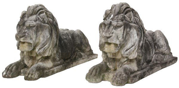 Figural Sandstone Lion Sculptures (1 of 9)