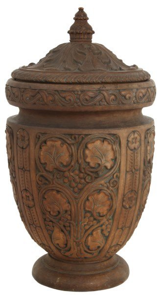 Lg. Terra Cotta Covered Urn (1 of 8)