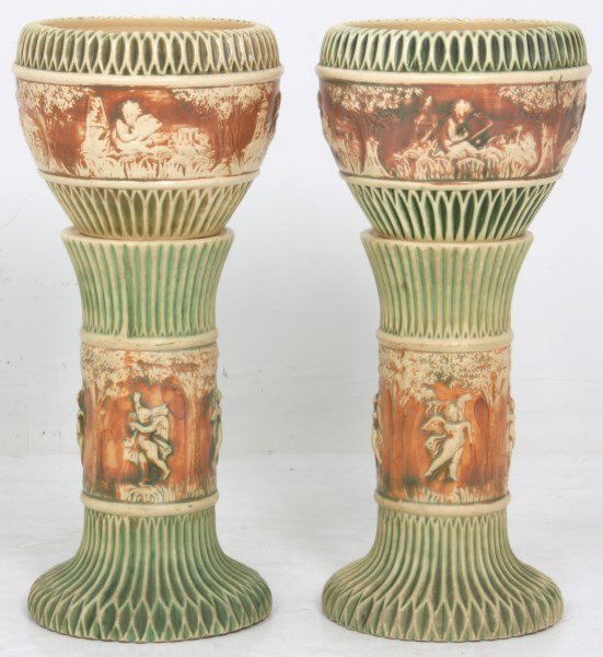 Pr. Roseville Donatello Jardinieres And Pedestals (1 of 7)