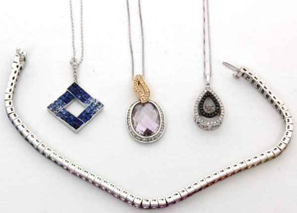 4 Pcs. White Gold & Gemstone Jewelry (1 of 10)