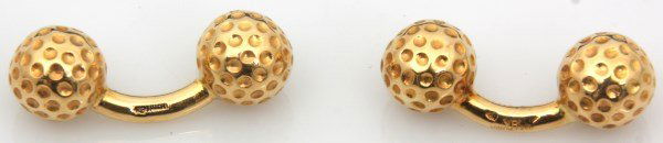 Hermes 18K Gold Golf Ball Cufflinks (1 of 4)