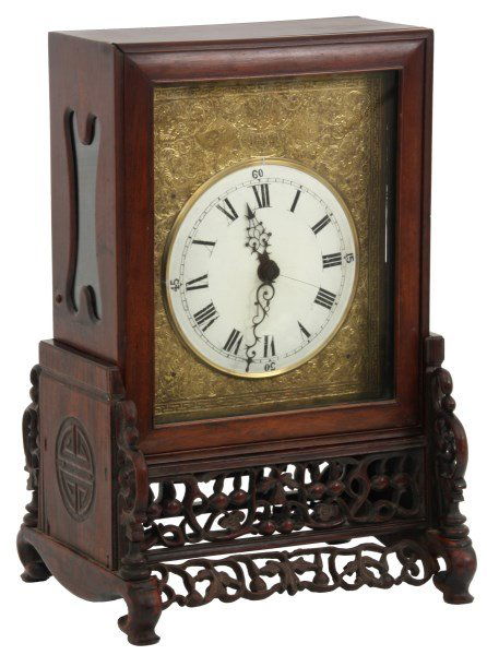 Lg. Chinese Double Fusee Teak Bracket Clock (1 of 10)