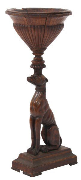 Figural Carved Walnut Whippet Plant Stand (1 of 10)