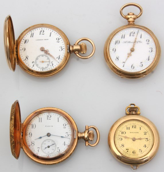 4 Small Size 14K Gold American Pocket Watches (1 of 10)