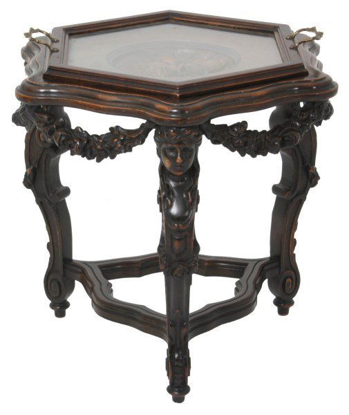 Figural Carved Walnut Tea Table (1 of 10)