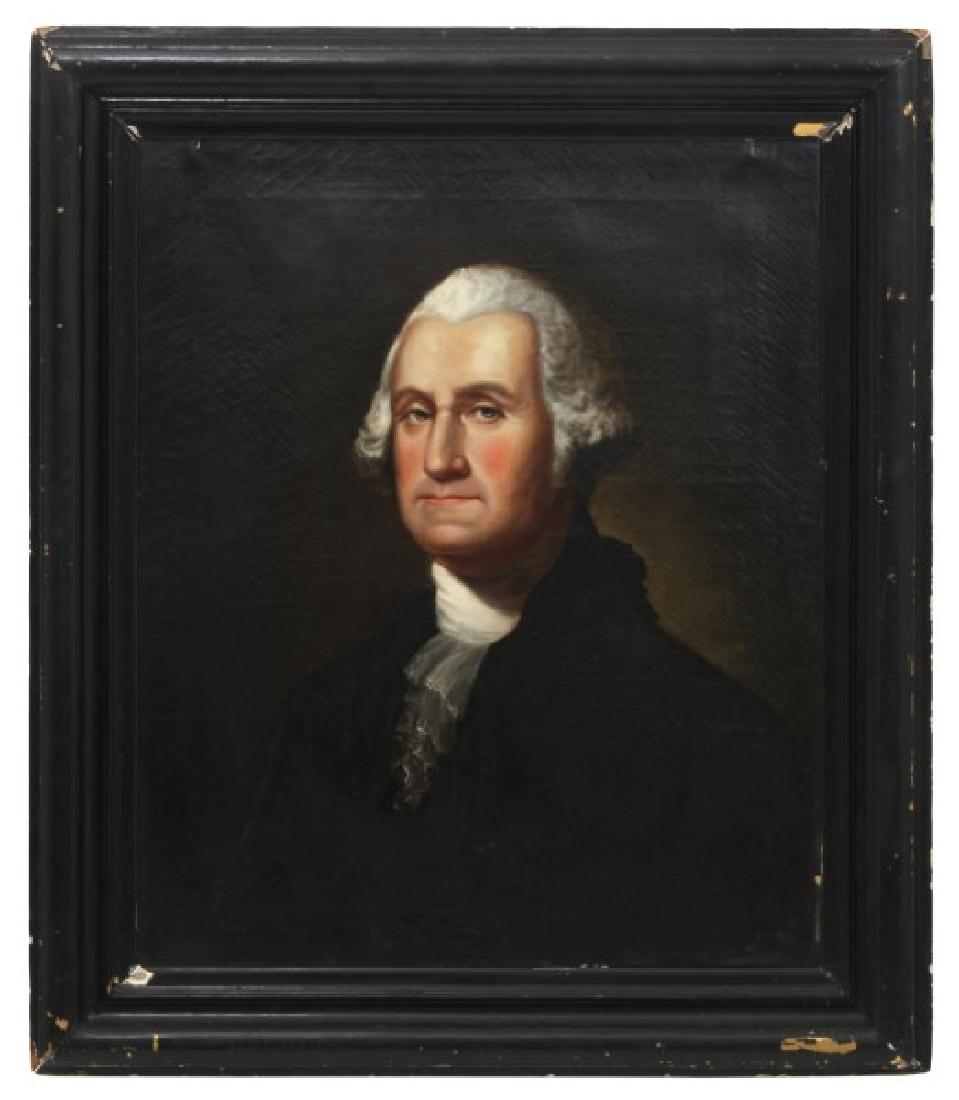 Attr: Thomas Sully O/C Portrait of George Washing: Attr: Thomas Sully (1783-1872, England, Pennsylvania) unsigned oil on canvas portrait painting of George Washington; it is noted that Sully, like many aspiring American portrait painters, studied brie