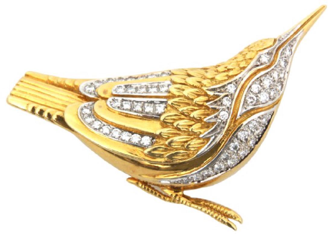 18K Gold & Diamond Bird Pin (1 of 5)