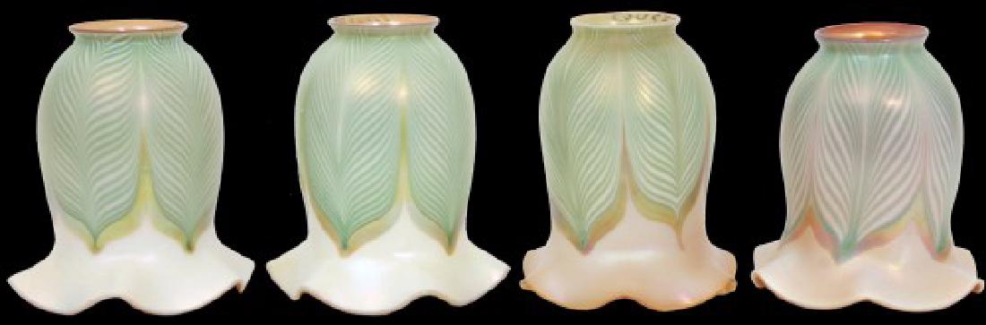 4 Quezal Pulled Feather Art Glass Shades (1 of 6)