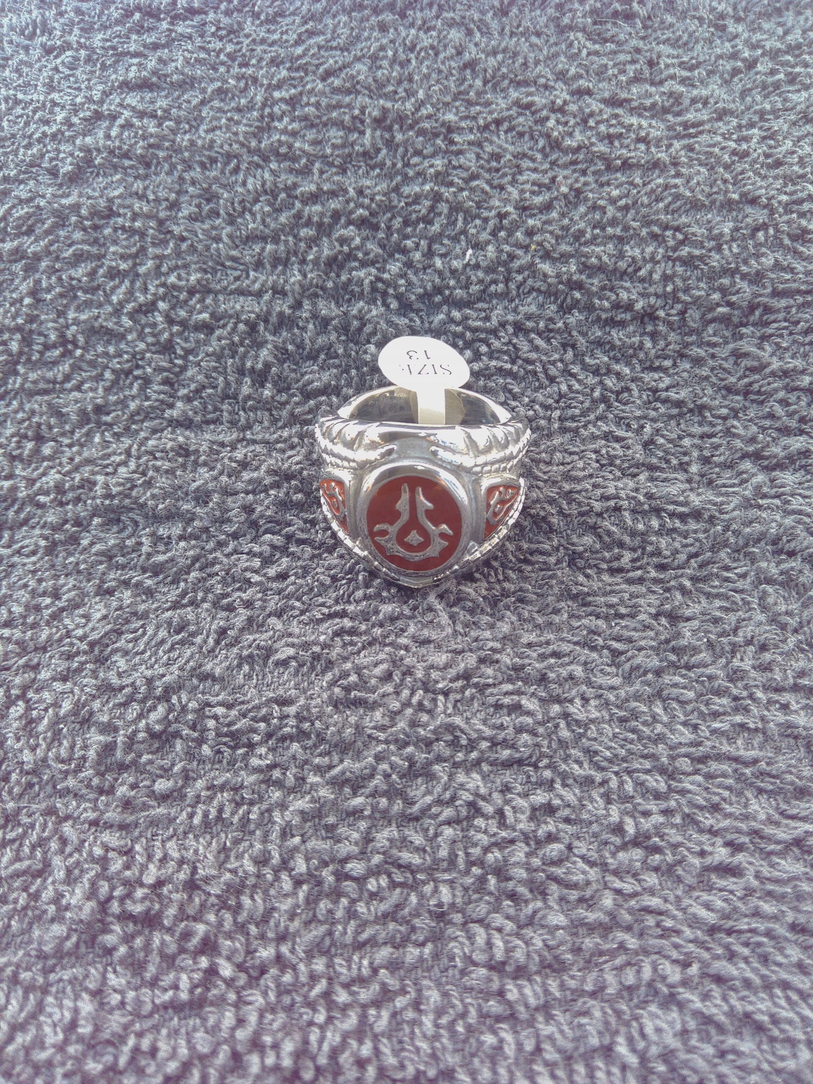 Jill's Coins and Collectibles - Vintage and Antique Jewelry Treasures: This is a Beautiful Red and Silver Retro Stainless Steel World of Warcraft Horde Ring Featuring the Iconic Horde Symbol. Size 13.