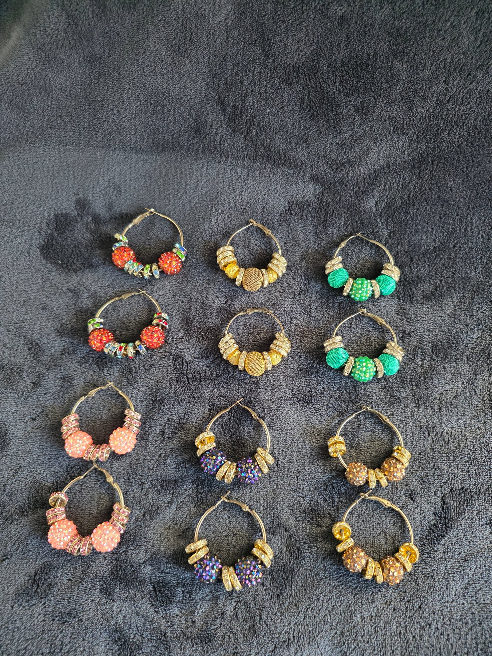 Jill's Coins and Collectibles- Vintage and Antique Jewelry: This group of 6 Beautiful Vintage Large Hoop Earrings, referred to as "Basketball Wives" earrings due to their large size and prominent beaded accents. This set of 6 pairs,are adored with Rhinestones