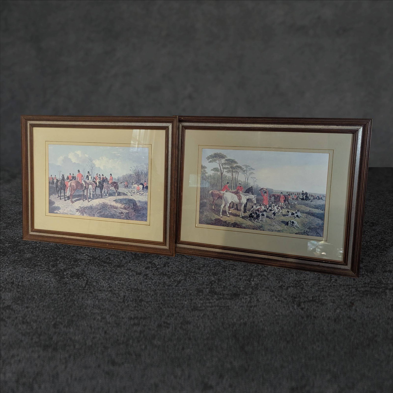 Framed Horse and Hunt Scene Prints, Unsigned, 28Ã—21.5 Inches (1 of 6)