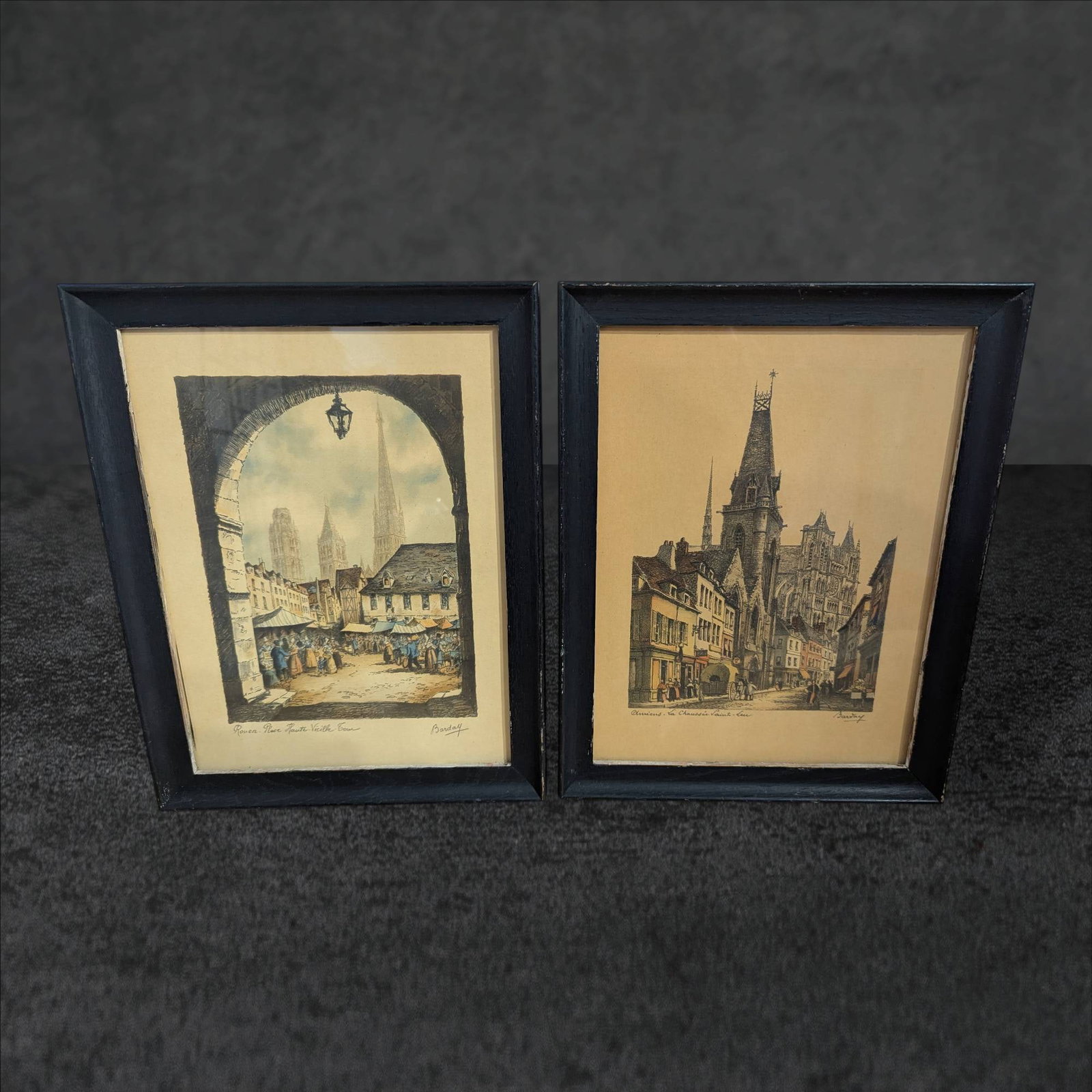 Signed Barday Framed Prints Depicting European Street Scenes (1 of 5)