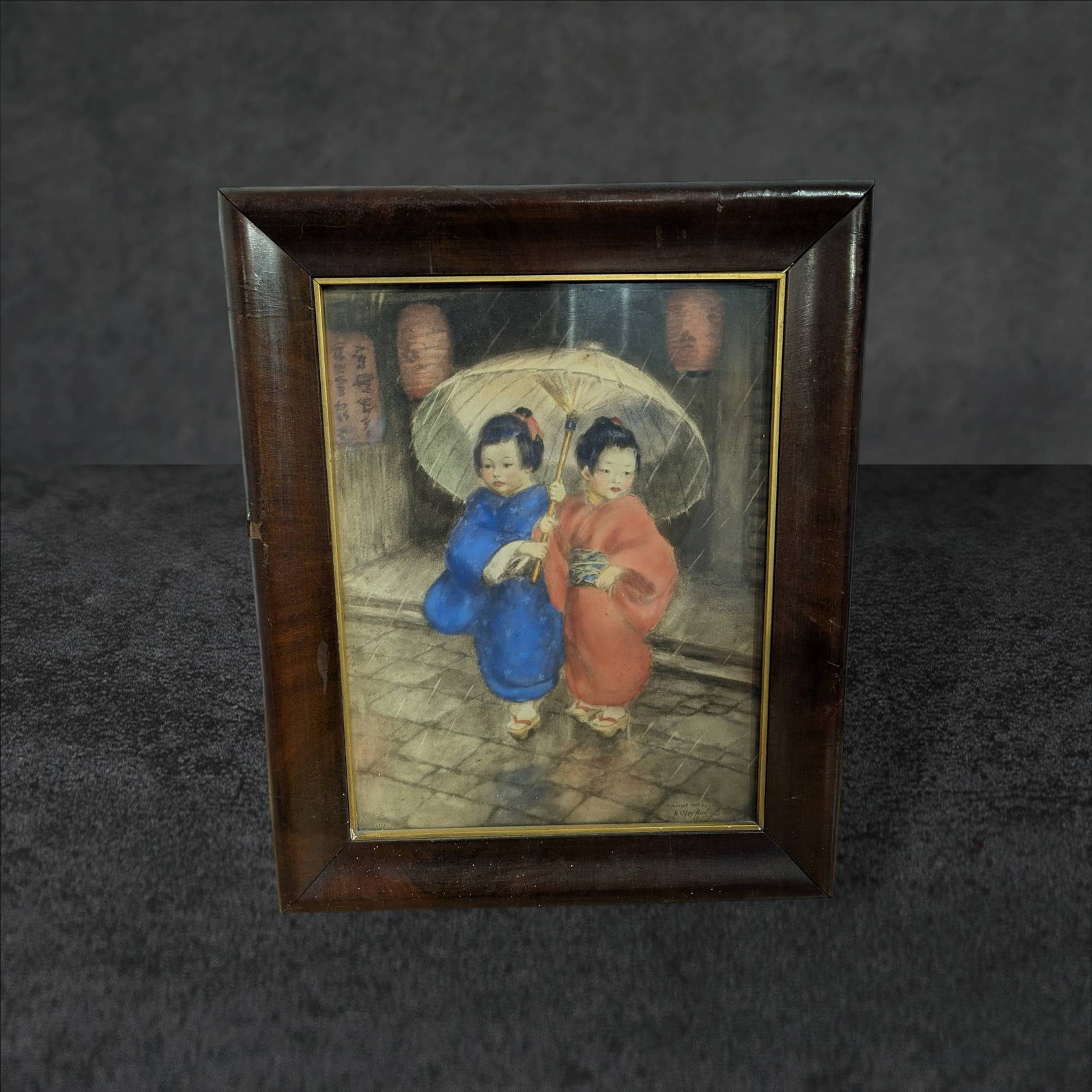 1909 Esther Hunt Print in Wooden Frame (1 of 2)