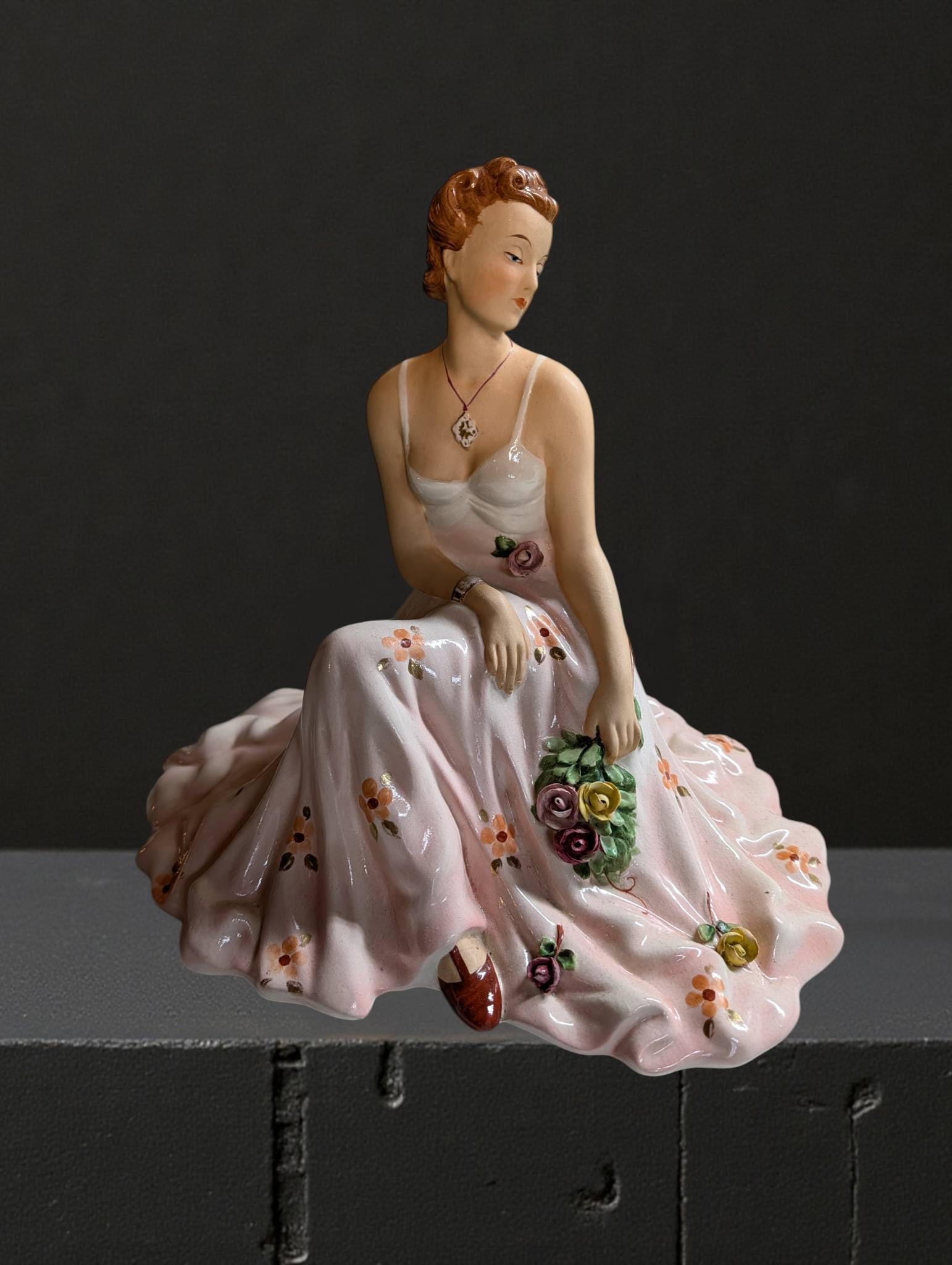 Royal Dux Porcelain Figurine of Seated Woman, 9 in Tall (1 of 4)