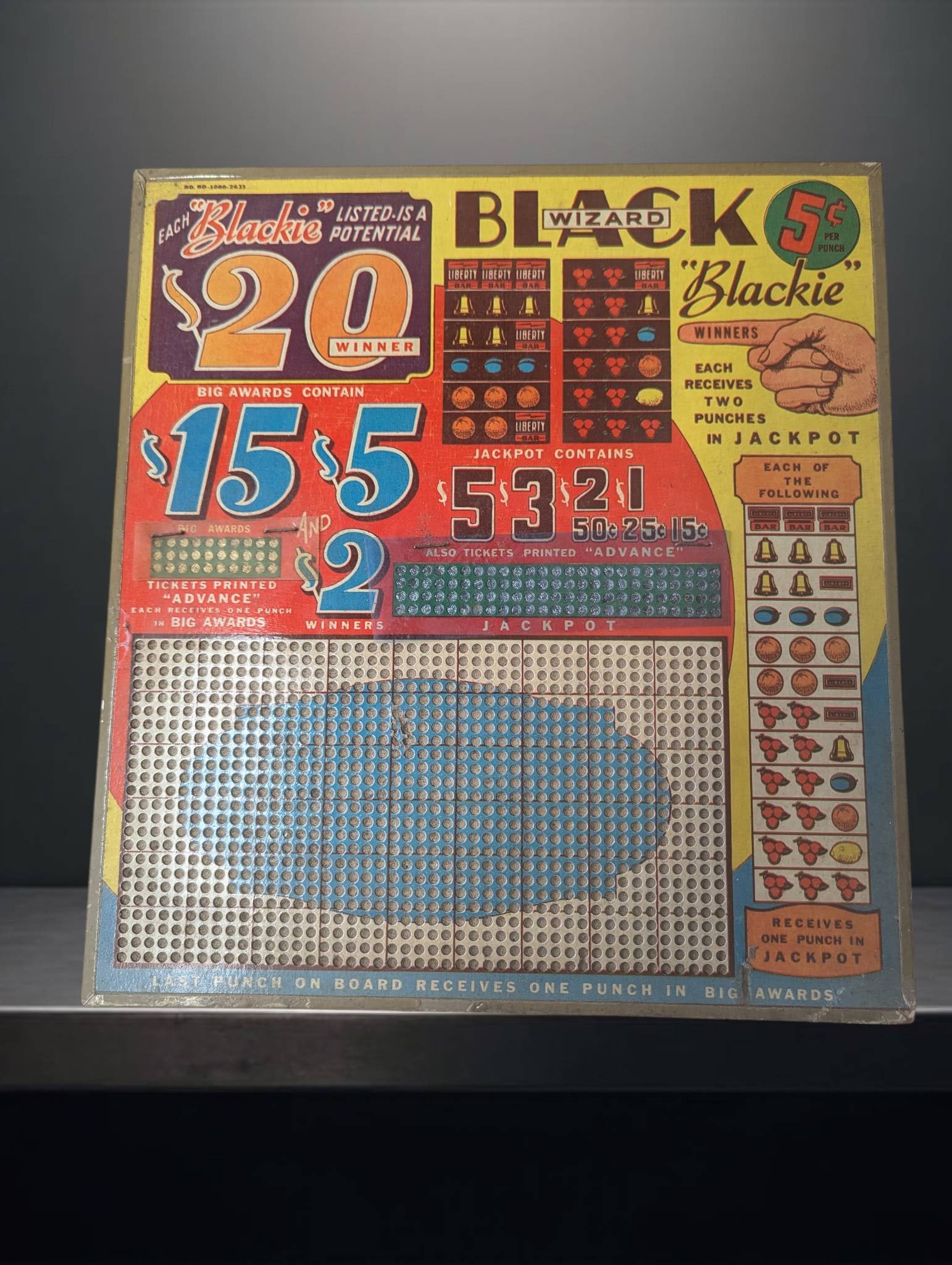 Blackie Punch Board Game with Jackpot Prizes, 13 1/4 x 12 1/4 x 1 in. (1 of 4)