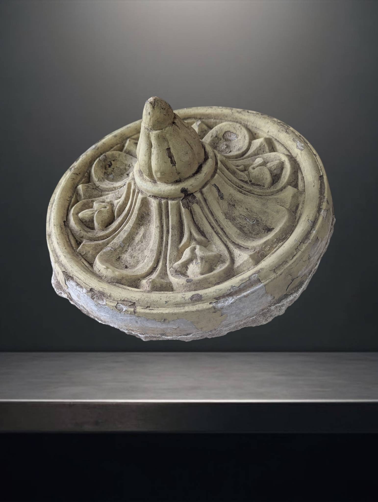 Carved Circular Wall Relief with Tulip Motif (1 of 3)