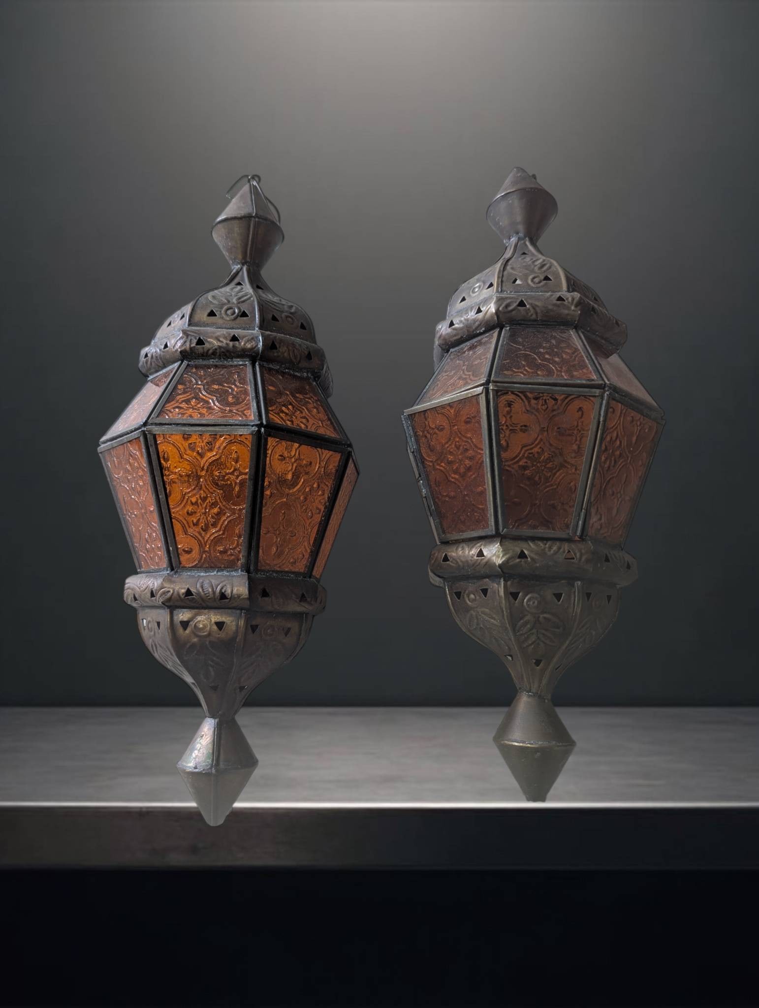 Mid-Century Moroccan-Style Stained Glass Lanterns (1 of 5)