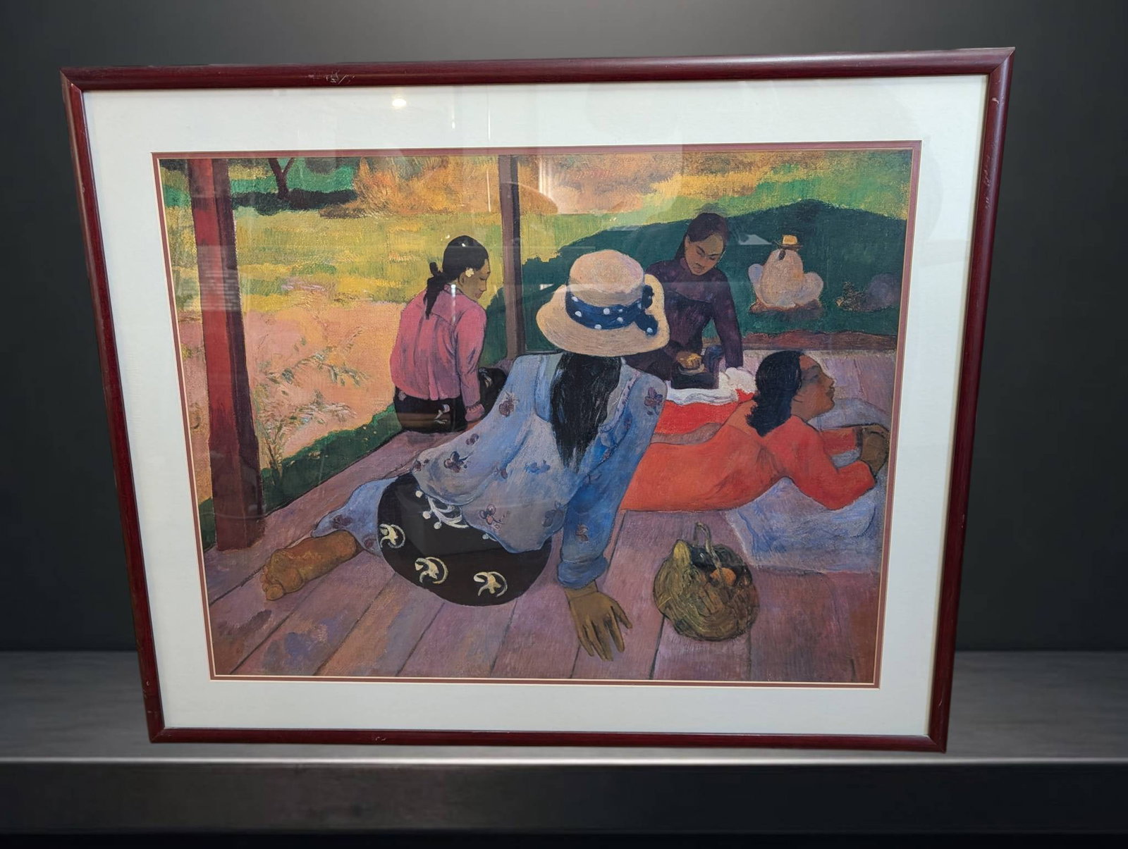 Framed Color Print of Seated Figures After Paul Gauguin (1 of 2)