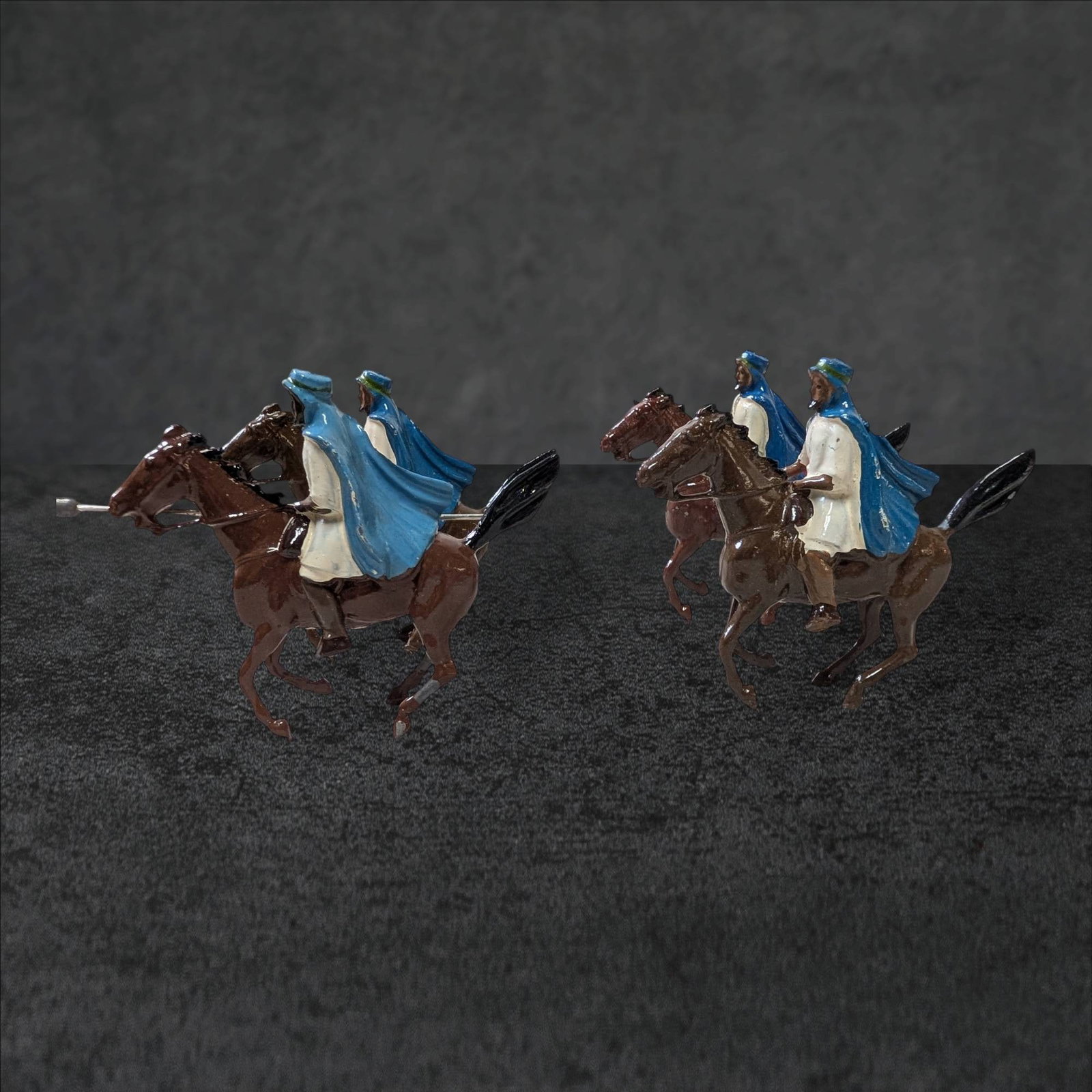 Four Britains LTD Metal Mounted Figures in Blue Cloaks, Approx. 2 1/2 in. Tall (1 of 3)