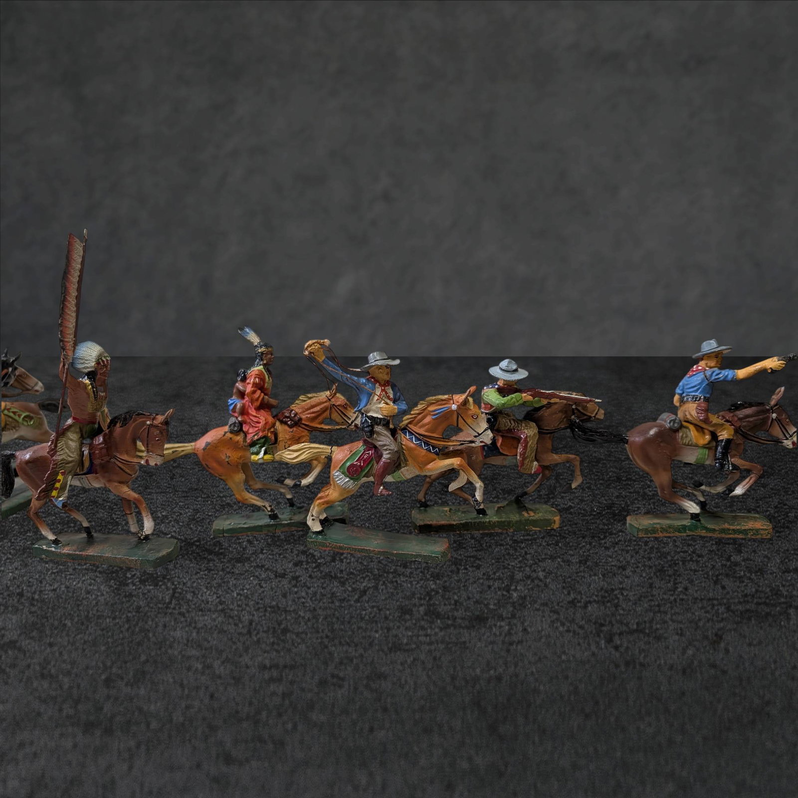 Elastolin Composition Cowboy and Indian Rider Figures (1 of 4)