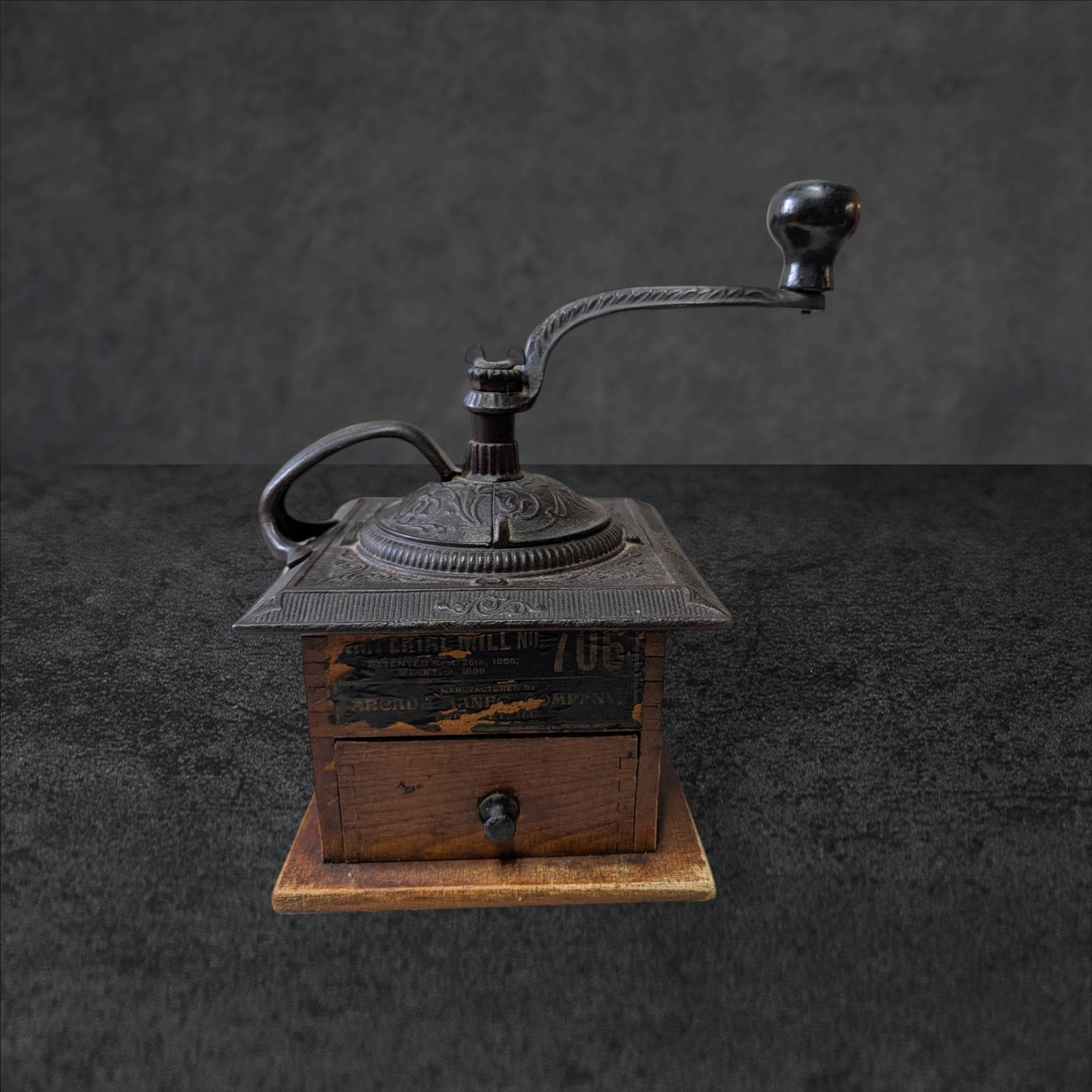 Wood and Cast Iron Coffee Grinder with Drawer, 7 in. x 7 in. x 10.5 in. (1 of 6)