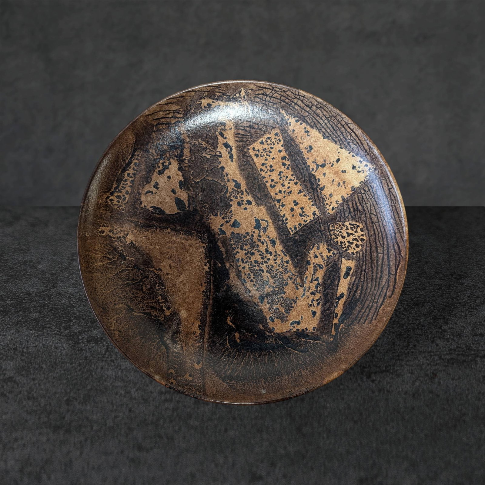 Large Asian-Inspired Ceramic Plate with Makerâ€™s Mark, Signed Antony Pitot (1 of 4)