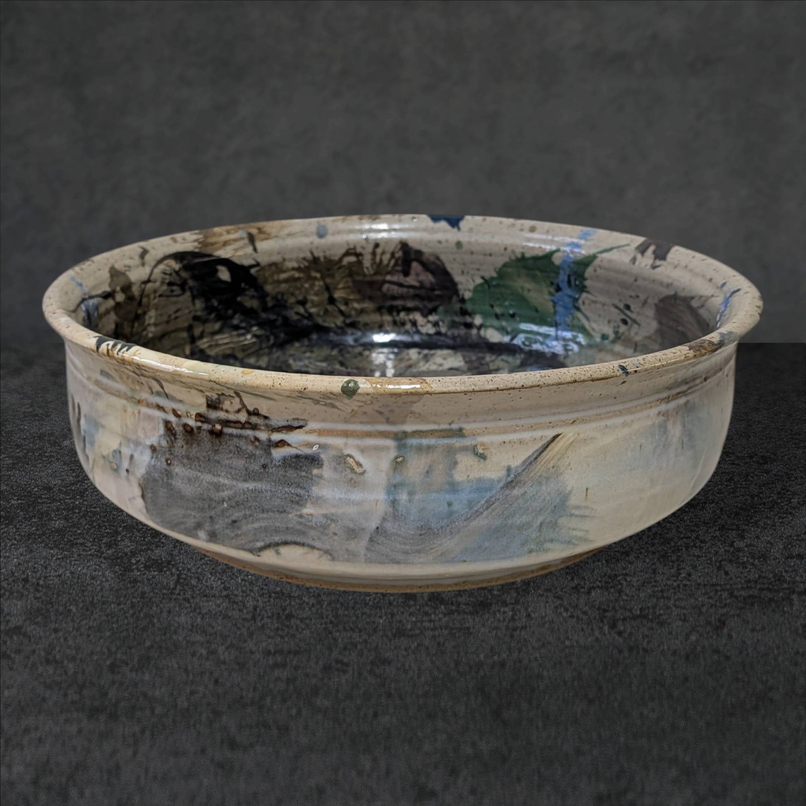 Large Signed Pottery Bowl by Bursley, 2000 (1 of 9)