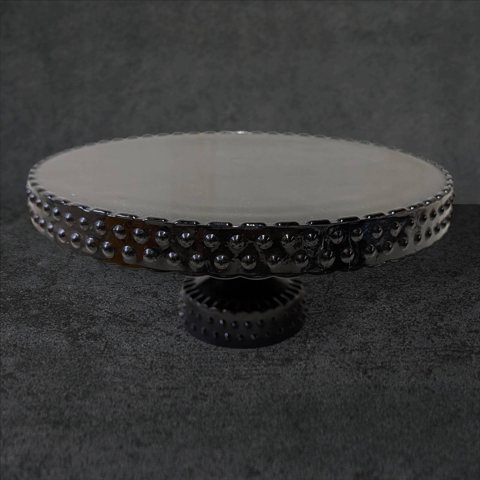 Hobnail Amethyst Glass Cake Plate with Pedestal Base, 11 Inches in Diameter (1 of 5)