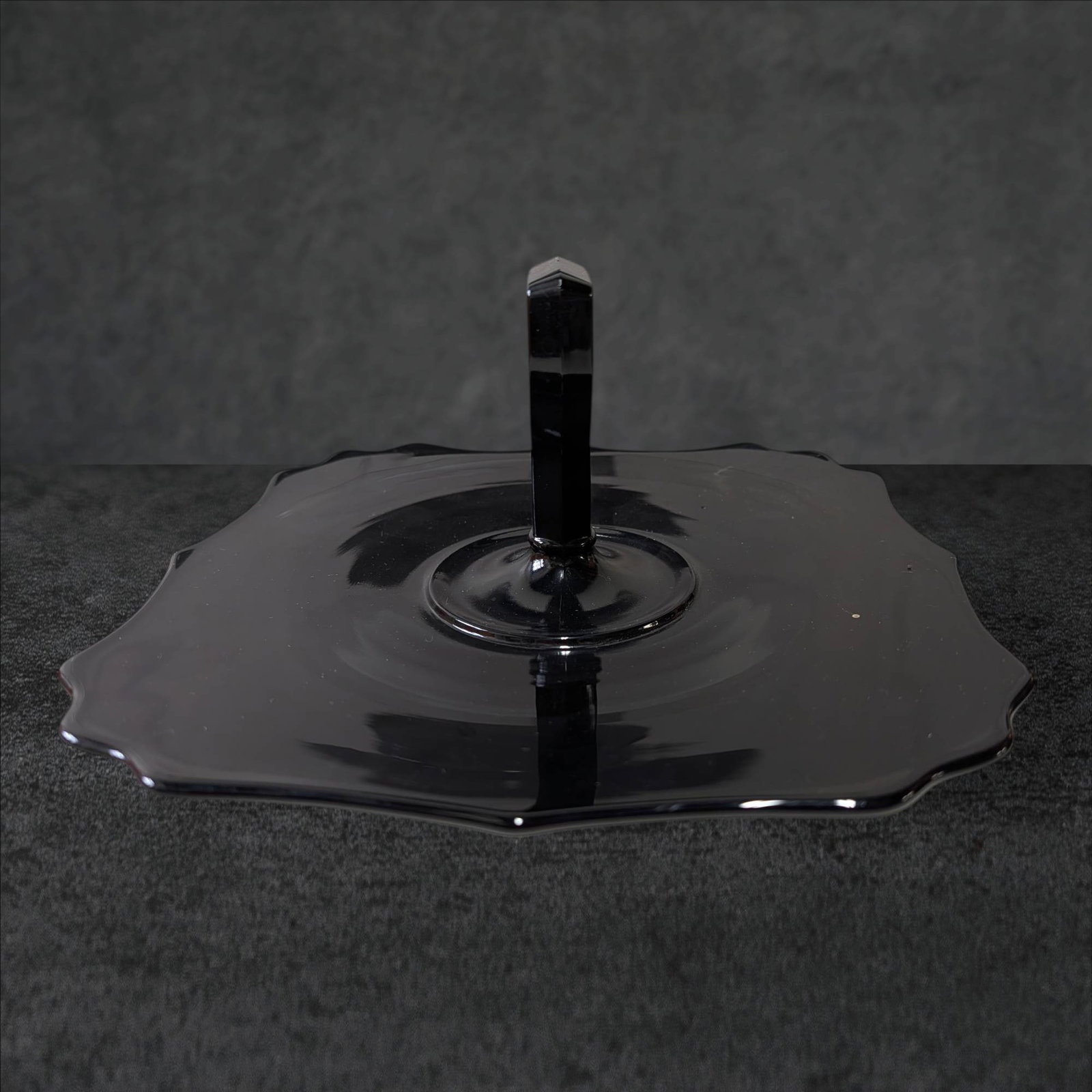 Black Amethyst Glass Tidbit Tray, 10-Inch Diameter (1 of 3)