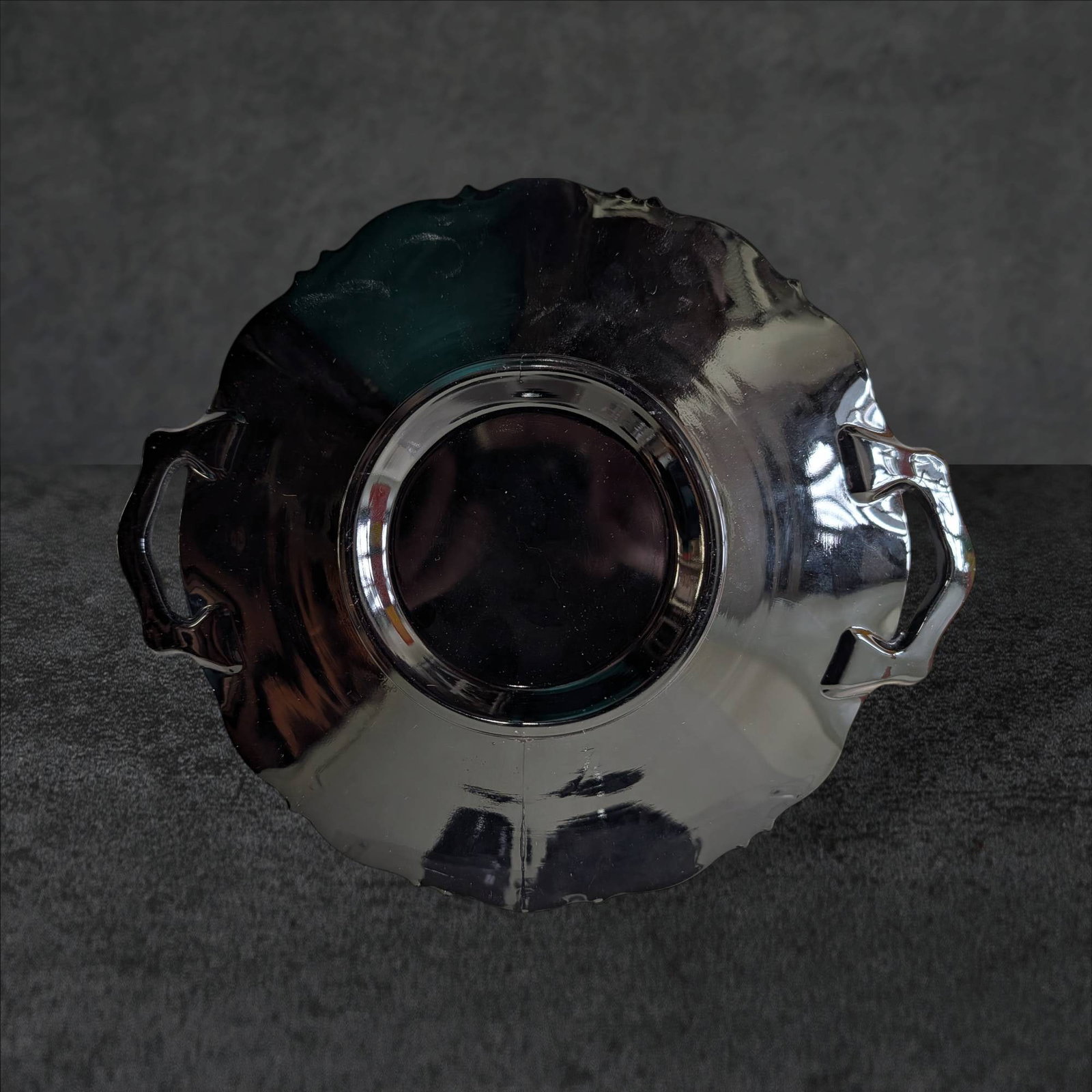Black Amethyst Glass Plate with Handles, 10 1/2 Inches Diameter (1 of 3)