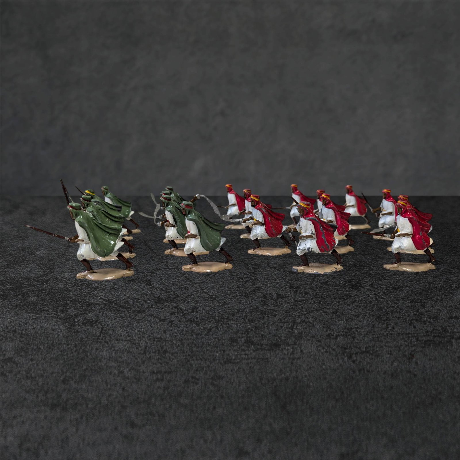Articulated 2-Inch Painted Miniature Figures with Red and Green Cloaks (1 of 4)