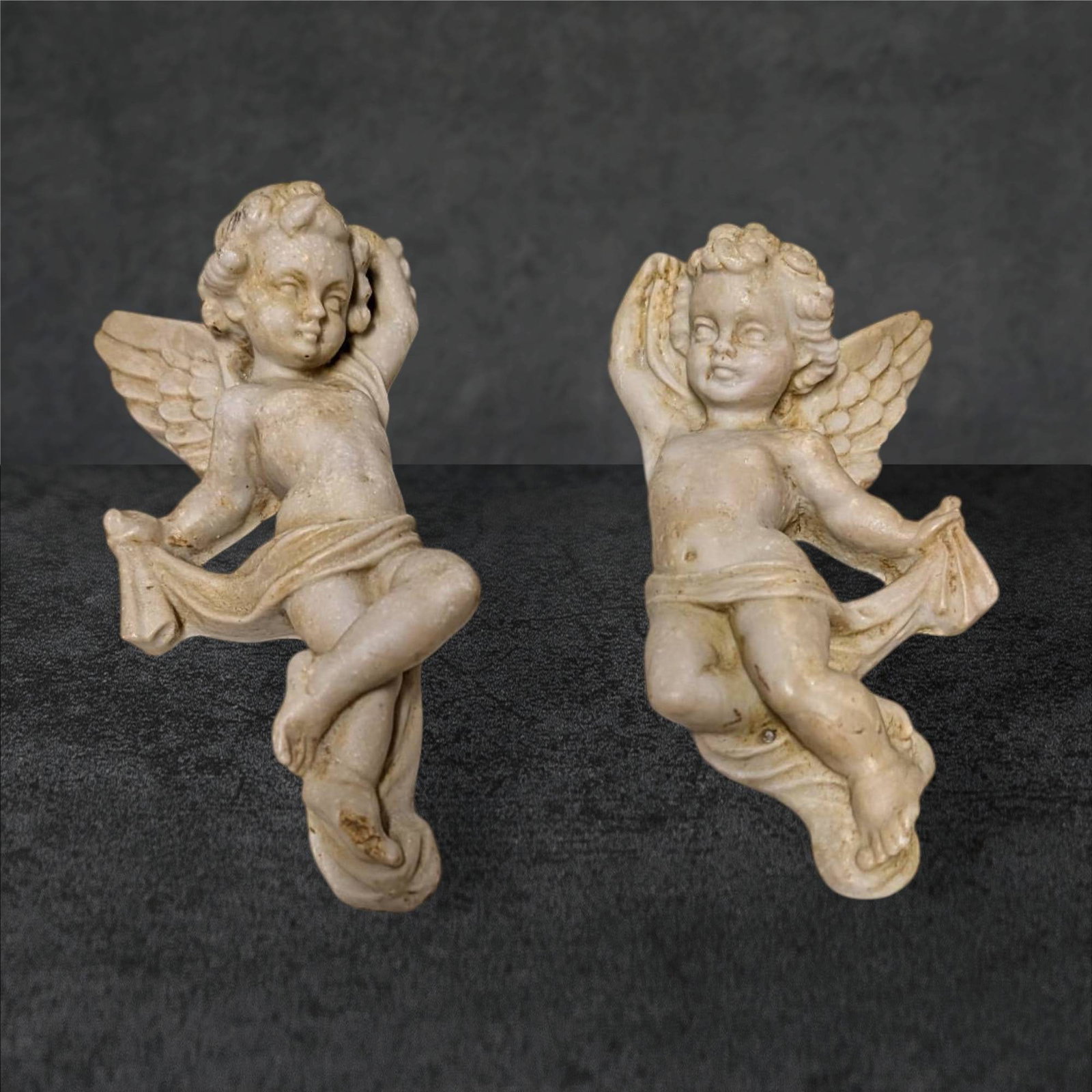 Resin Cherub Wall Hangers, Made in Mexico, 6 in x 3 in (1 of 4)