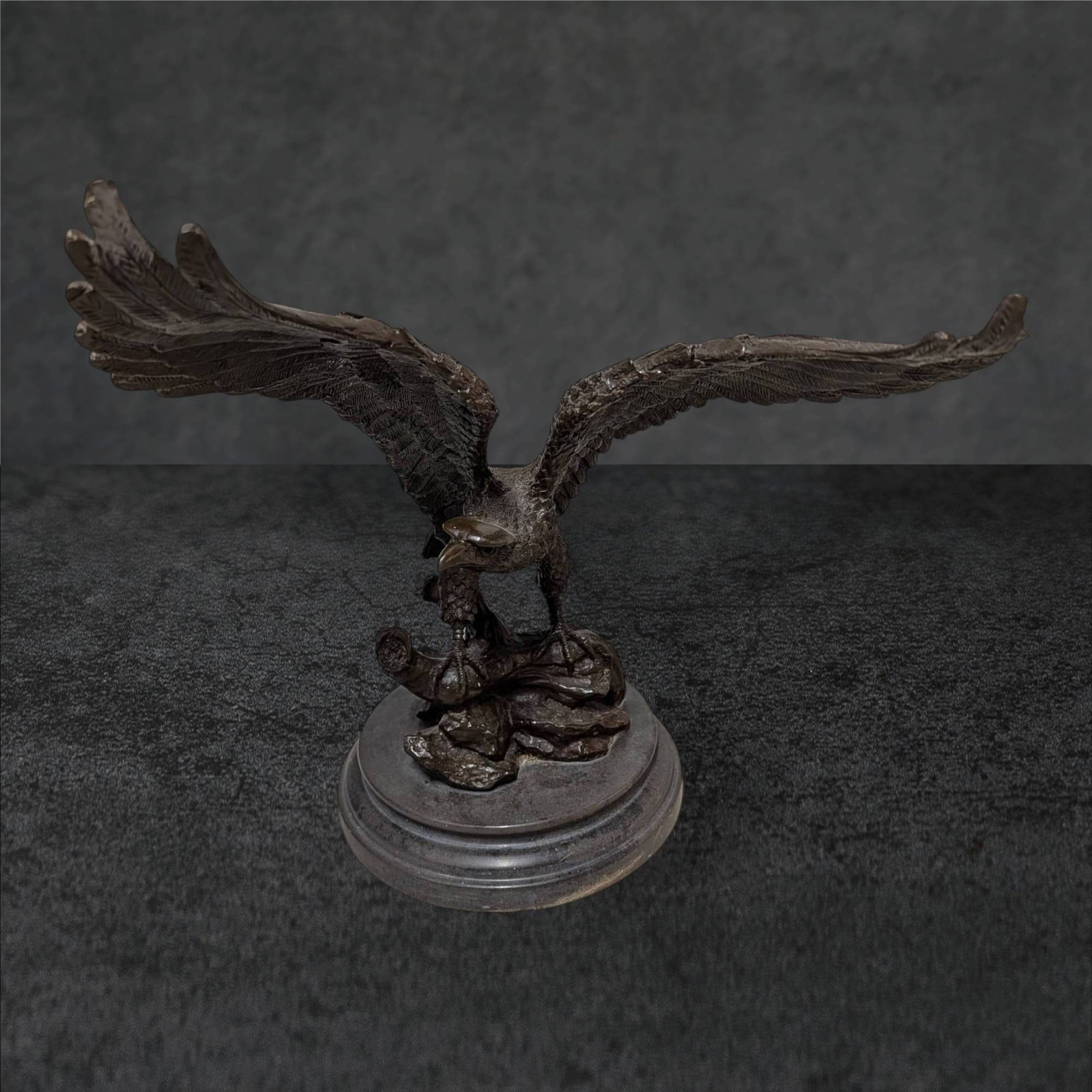 Bronze Eagle Statue on Stone Pedestal (1 of 4)