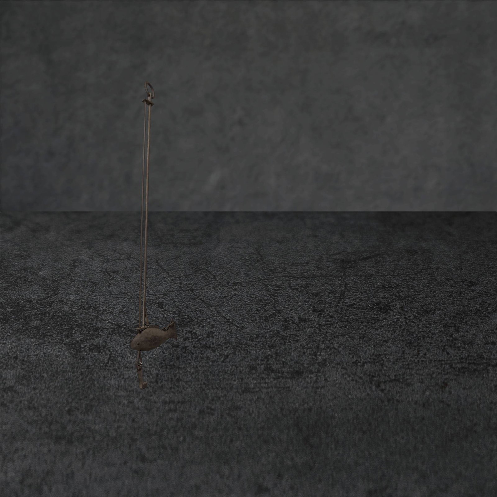 Japanese Edo Period Hand-Forged Iron Jizai Fireplace Hanger with Fish Motif, 60â€³: Hand-forged wrought iron adjustable Japanese Jizai fireplace hanger from the Edo period (mid to late 19th century). Features a fish motif, commonly symbolic in Japanese culture, with an adjustable hoo
