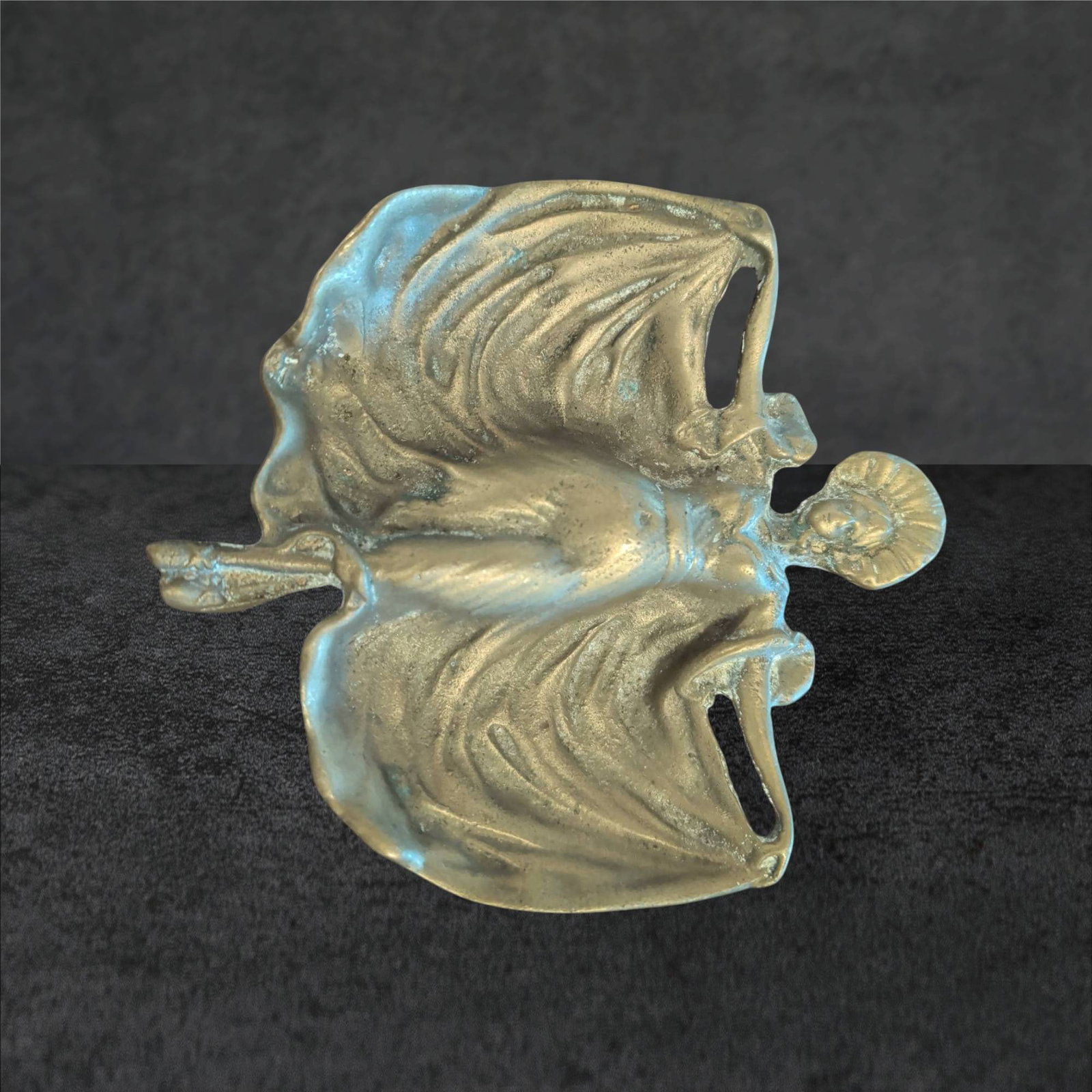 Antique Gilded Bronze Art Nouveau Calling Card Tray with Dancing Woman Motif (1 of 2)