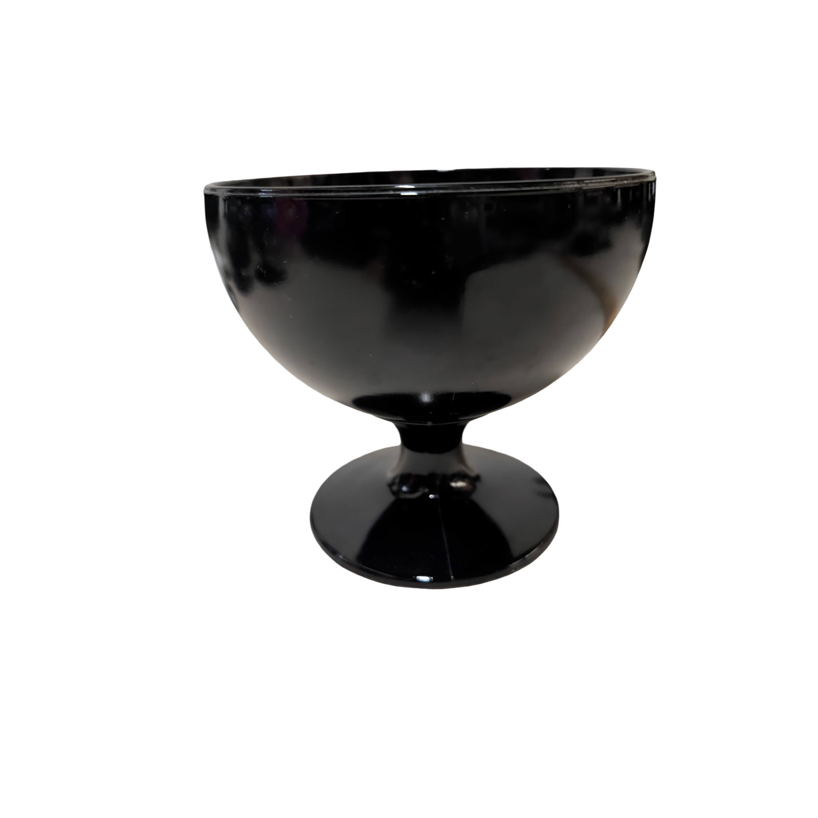 Vintage Black Amethyst Glass Footed Compote Bowl (1 of 3)