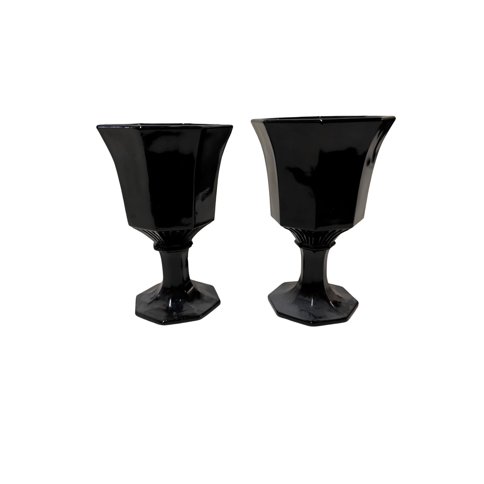 Vintage Independence Glass Co Black Amethyst Octagonal Goblets (1 of 3)