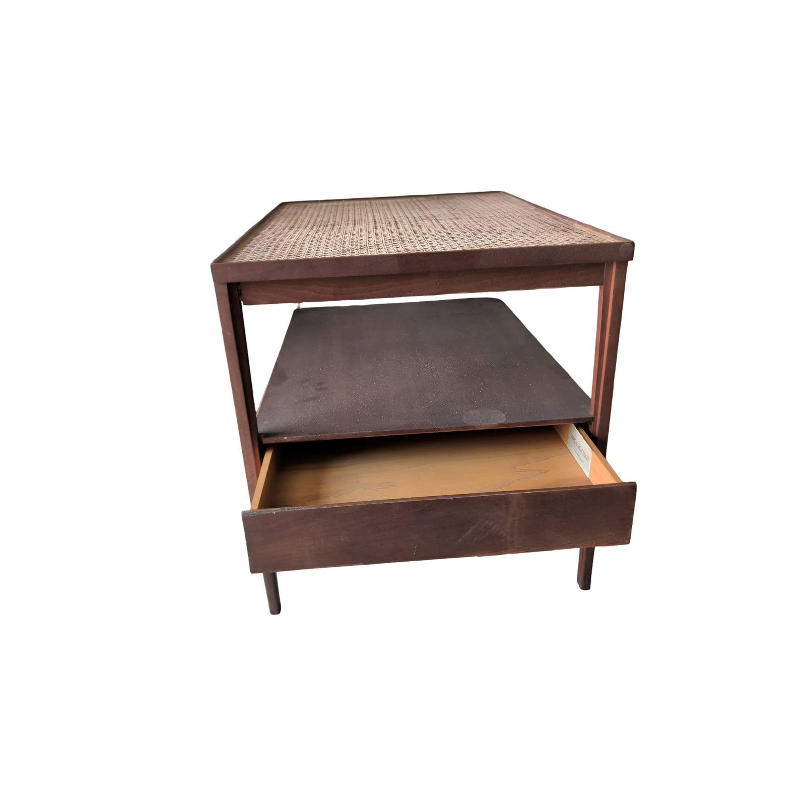 Mid-Century Modern Walnut and Cane Two-Tier End Table by John Widdicomb (1 of 5)