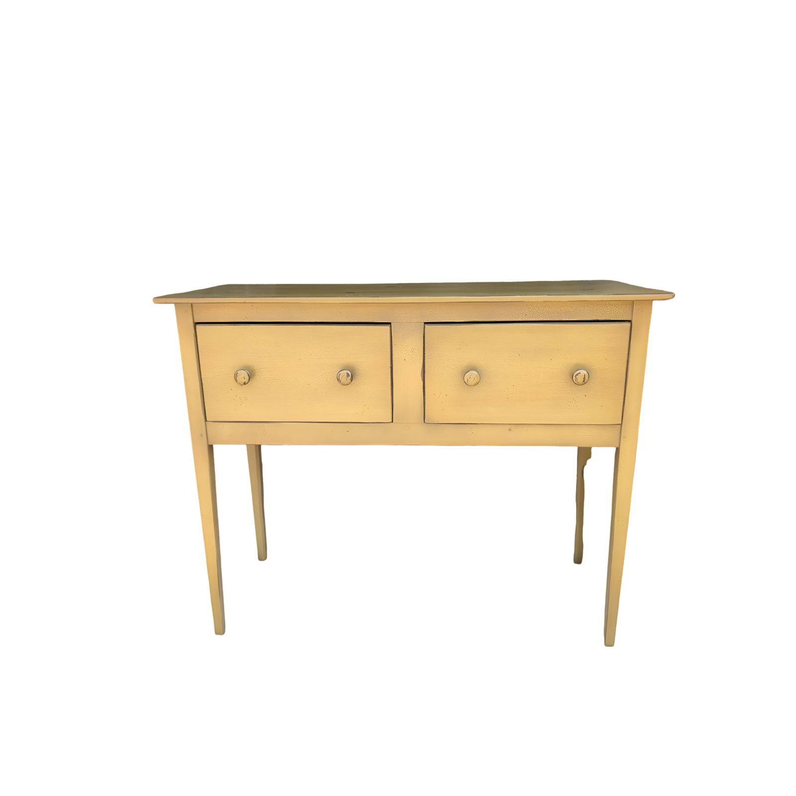 Yellow-Painted Wood Console Table With Two Drawers (1 of 4)