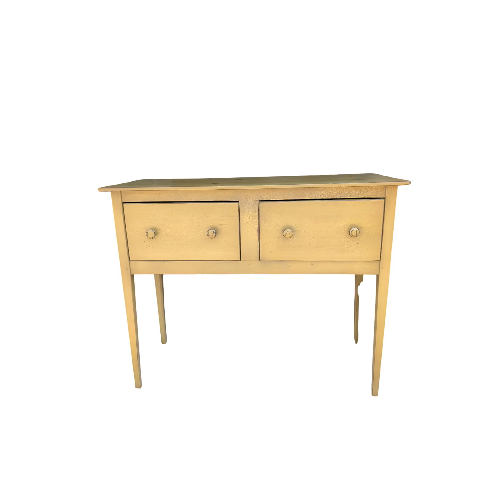 Yellow-Painted Wood Console Table With Two Drawers - 2