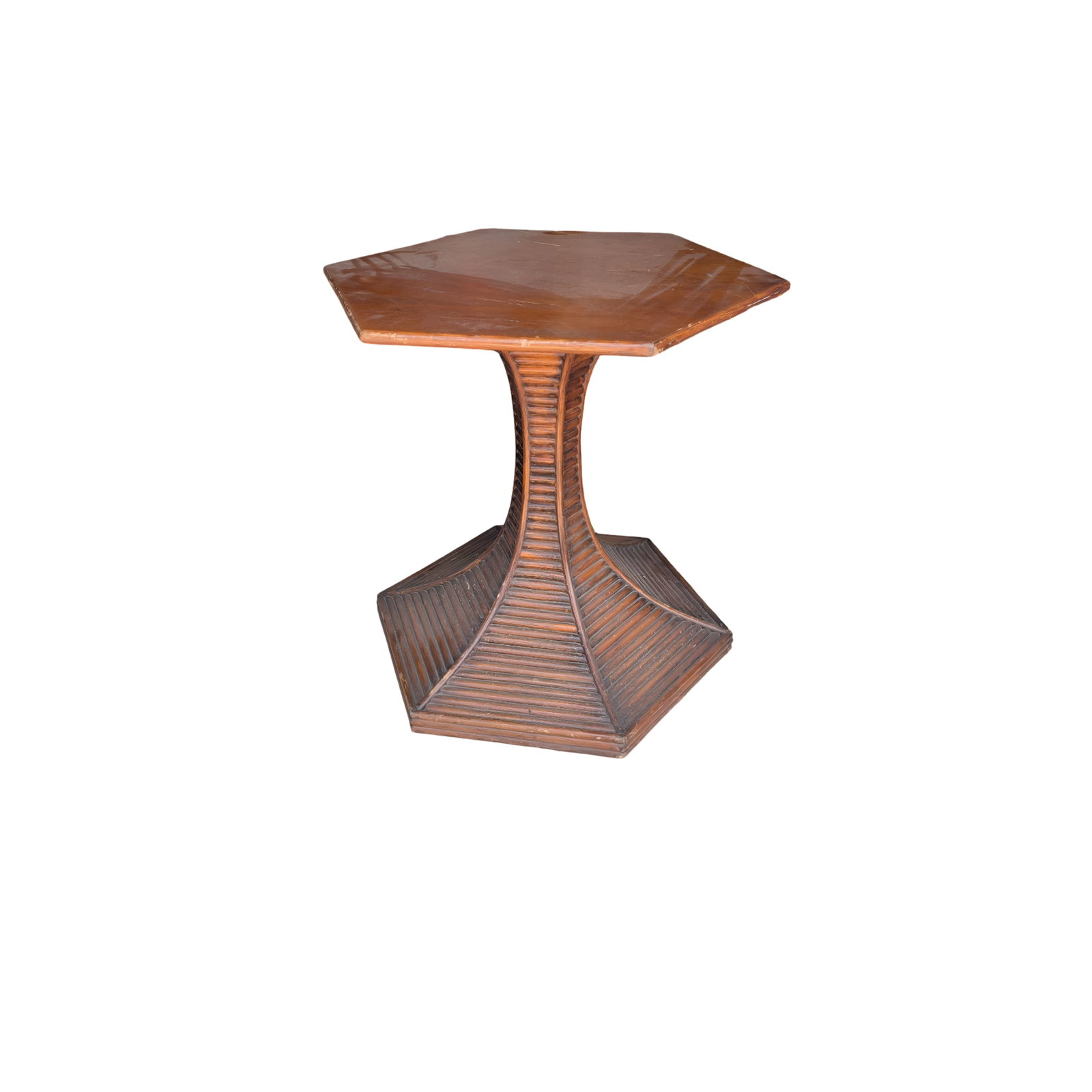 1970s Italian Pencil Reed Rattan Pedestal Table by Vivai del Sud (1 of 3)