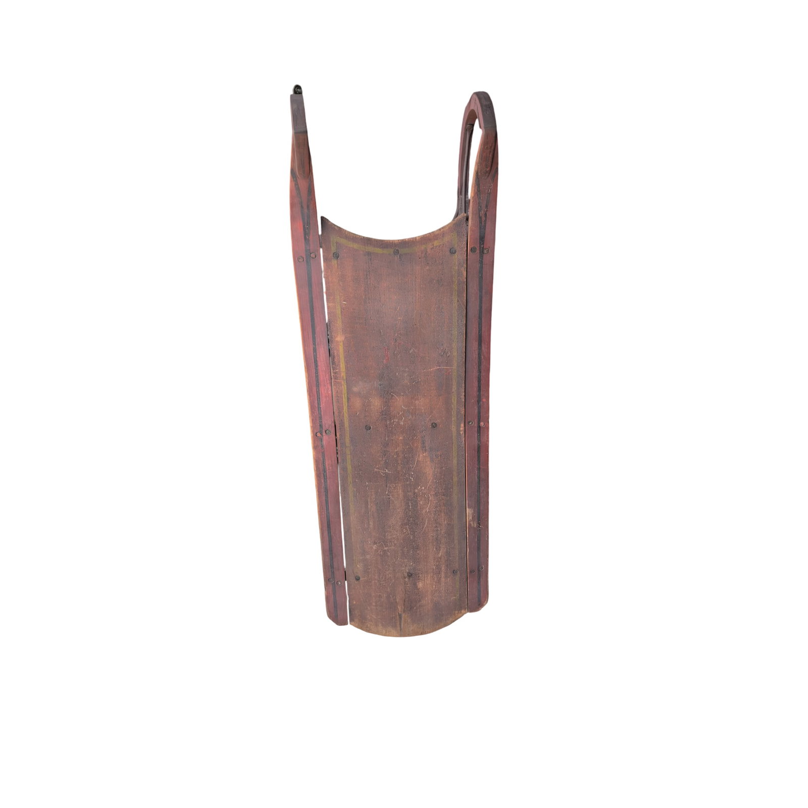 Antique Wooden Sled with Black and Yellow Pinstriping, 44 x 13.5 x 12 Inches (1 of 2)